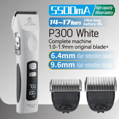 Fenice Professional Cordless Pet Hair Clipper, Rechargeable Low-Noise Grooming Trimmer & Shaver Kit