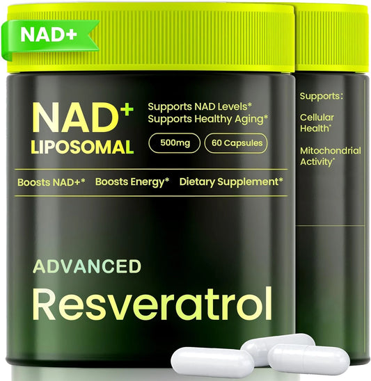 Liposomal NAD+ Advanced Supplement with Resveratrol, NAD Plus Capsules for Brain Function and Cellular Support