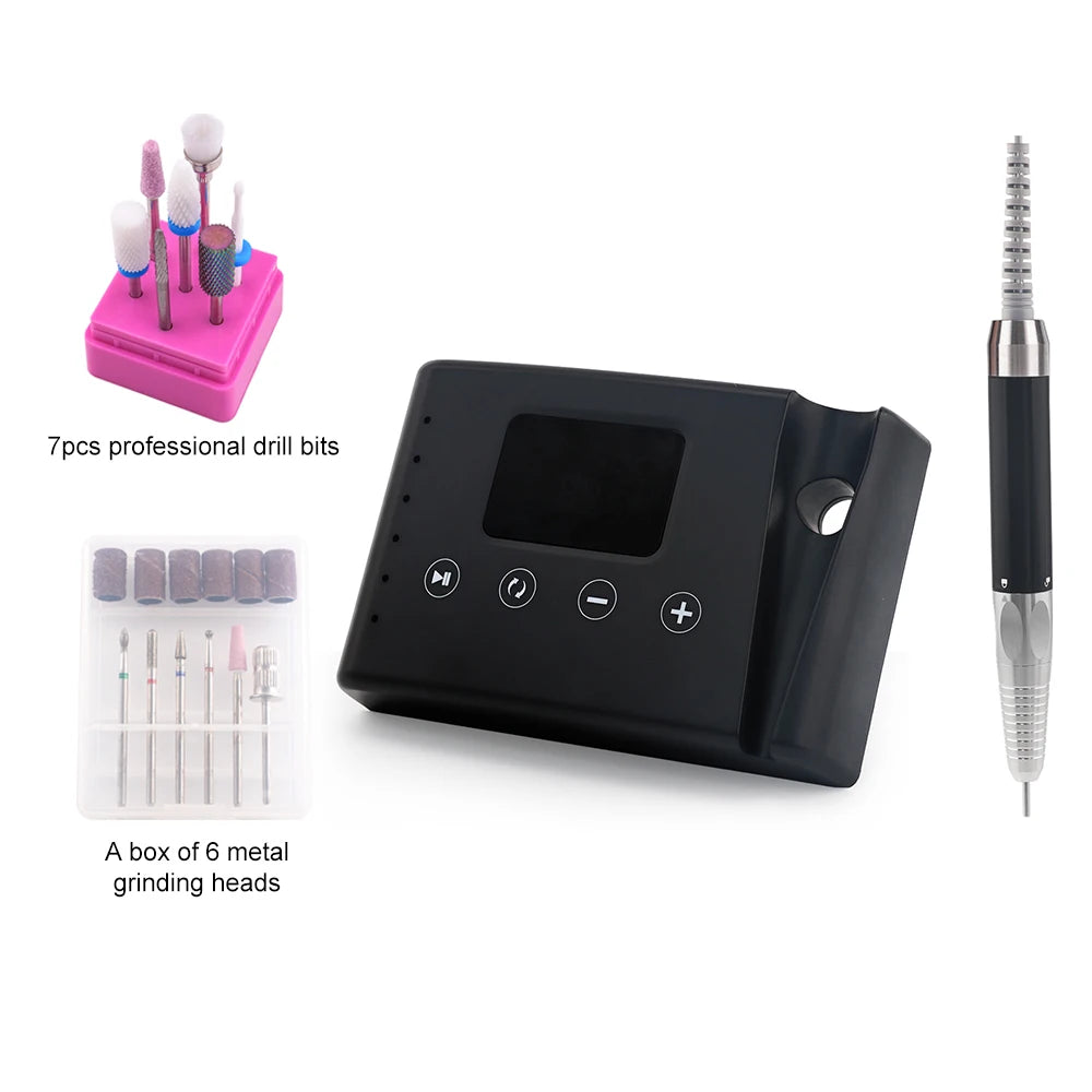 Brushless 35000RPM 2-in-1 Electric Nail Drill Machine, Portable 85W Desktop Manicure & Nail Polisher with Bit Set - Bond Well Supplies