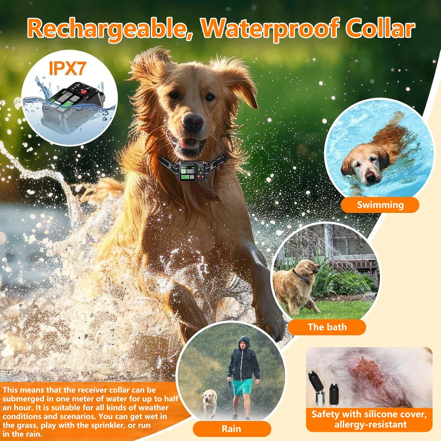GPS Wireless Dog Fence System, Adjustable Boundary Range 15–2000m with Satellite Technology