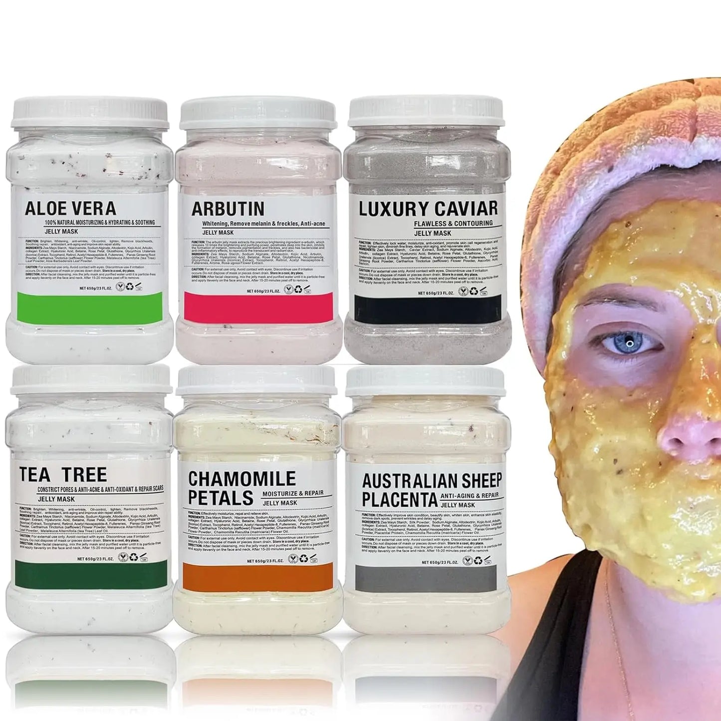 Professional Jelly Mask Powder Set, 6 Facial Masks for Skin Care