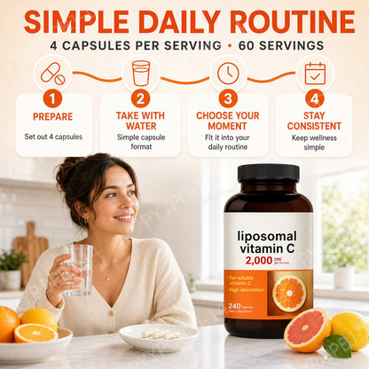 High-Absorption Liposomal Vitamin C 2000mg, Fat-Soluble Capsules, Non-GMO & Gluten-Free, 240 Count - Bond Well Supplies
