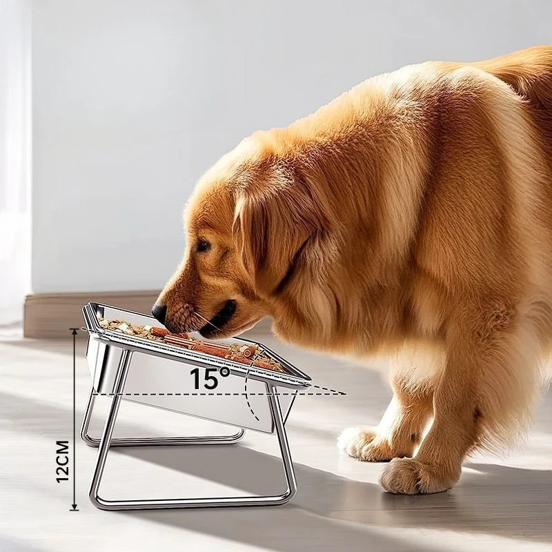 Raised Stainless Steel Pet Feeding Bowl, Elevated Dog Water & Food Dish with Neck-Friendly Design - Bond Well Supplies