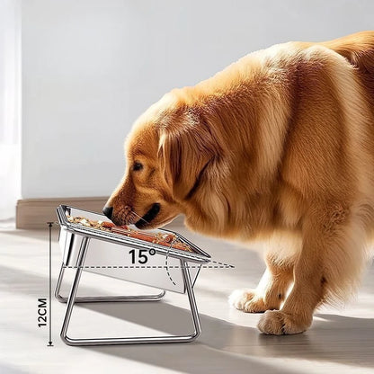 Raised Stainless Steel Pet Feeding Bowl, Elevated Dog Water & Food Dish with Neck-Friendly Design - Bond Well Supplies