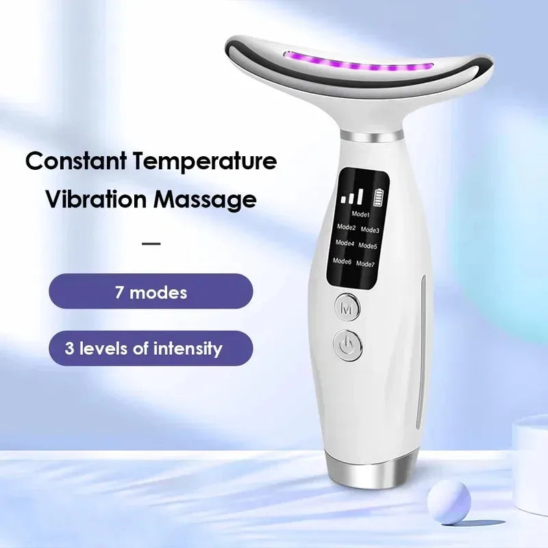 Electric Face & Neck Massager, 7-Color LED Light with Heating & Vibration Massage - Bond Well Supplies