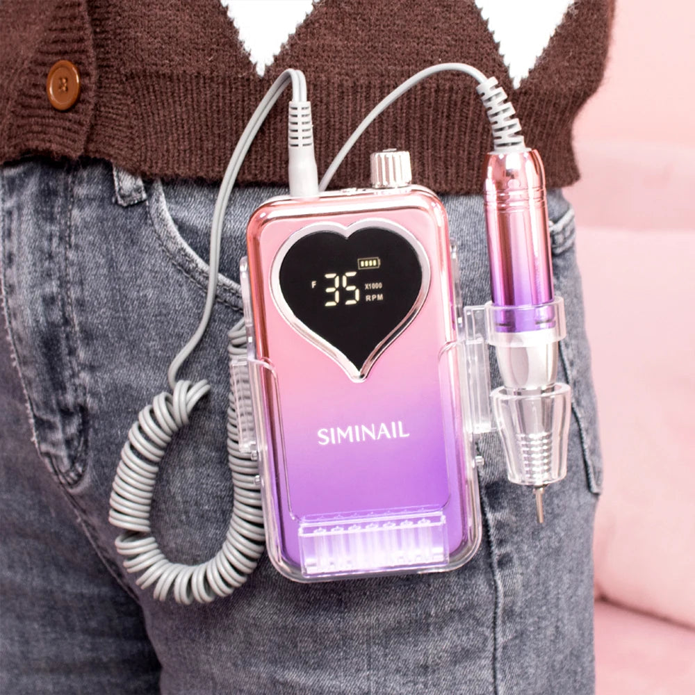 SIMINAIL Rechargeable Nail Drill Machine, 35000RPM Portable Electric E-File with Manicure Bit Set - Bond Well Supplies
