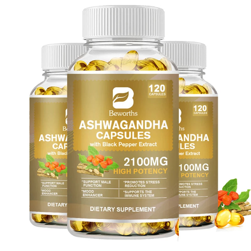 BEWORTHS Ashwagandha Root Extract Capsules for Sleep Support, Stress Relief and Mood Balance