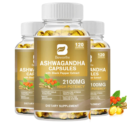 BEWORTHS Ashwagandha Root Extract Capsules for Sleep Support, Stress Relief and Mood Balance