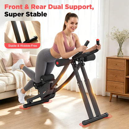 Relife Dual-Track Abdominal Trainer, Foldable Core Workout Machine with 5 Resistance Levels & LCD Display - Bond Well Supplies