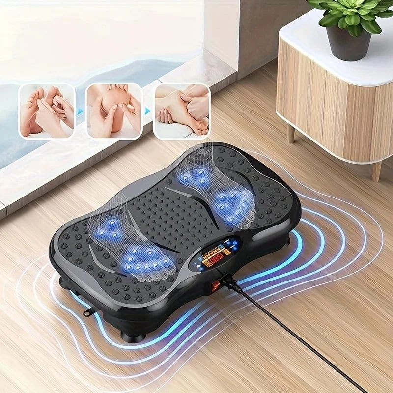 Vibration Exercise Machine with Resistance Bands, Compact Full-Body Workout Platform for Home Gym