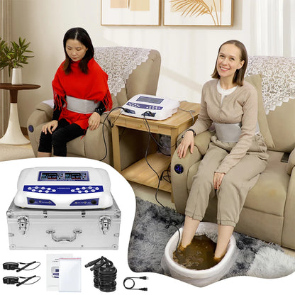 Professional Ionic Foot Bath Spa Machine, Dual Foot Bath System with Massage Pads & Far Infrared Waist Belt