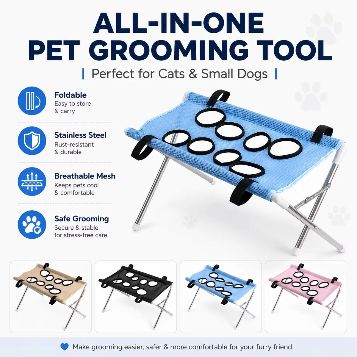 Pet Grooming Hammock Stand, Breathable Foldable Restraint Table for Home Nail Clipping - Bond Well Supplies