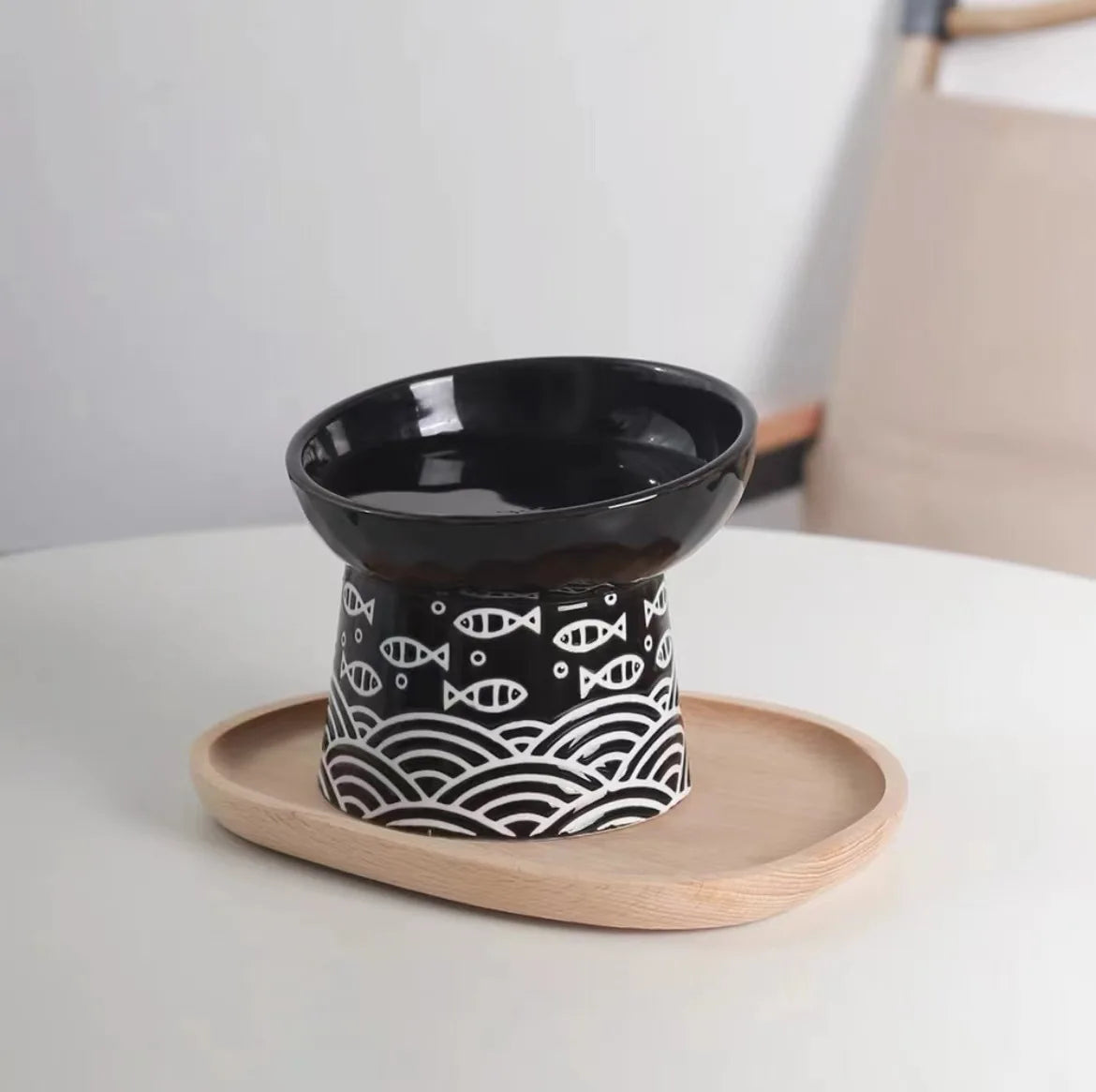 Durable Ceramic Pet Bowl, Elevated Raised Feeding Dish for Cats & Small Dogs - Bond Well Supplies