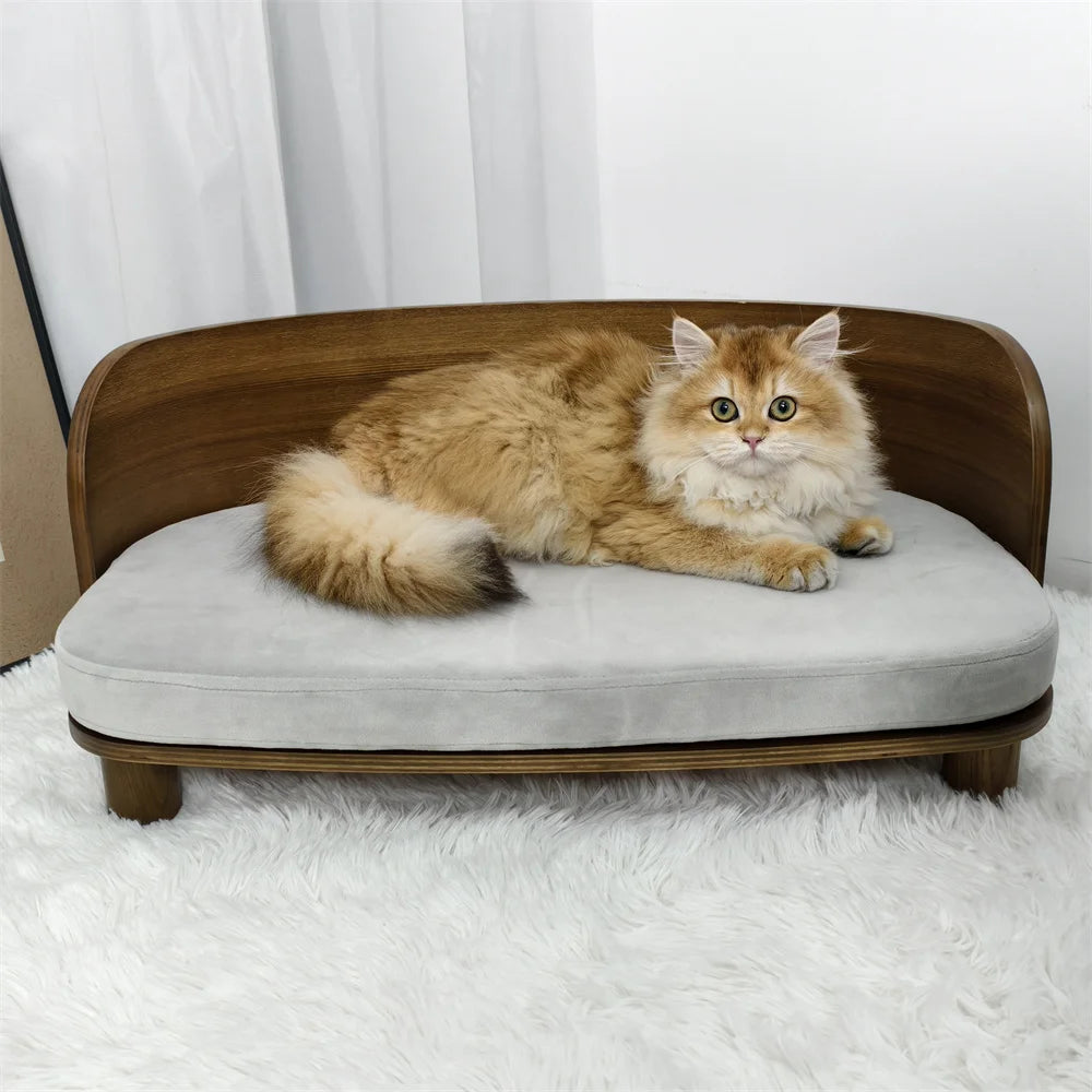 Wooden Pet Couch Bed, Elevated Small Dog Sofa with Comfortable Cushion for Puppies & Kitte - Bond Well Supplies