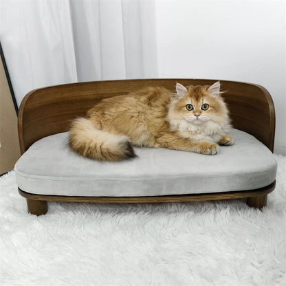 Wooden Pet Couch Bed, Elevated Small Dog Sofa with Comfortable Cushion for Puppies & Kitte - Bond Well Supplies