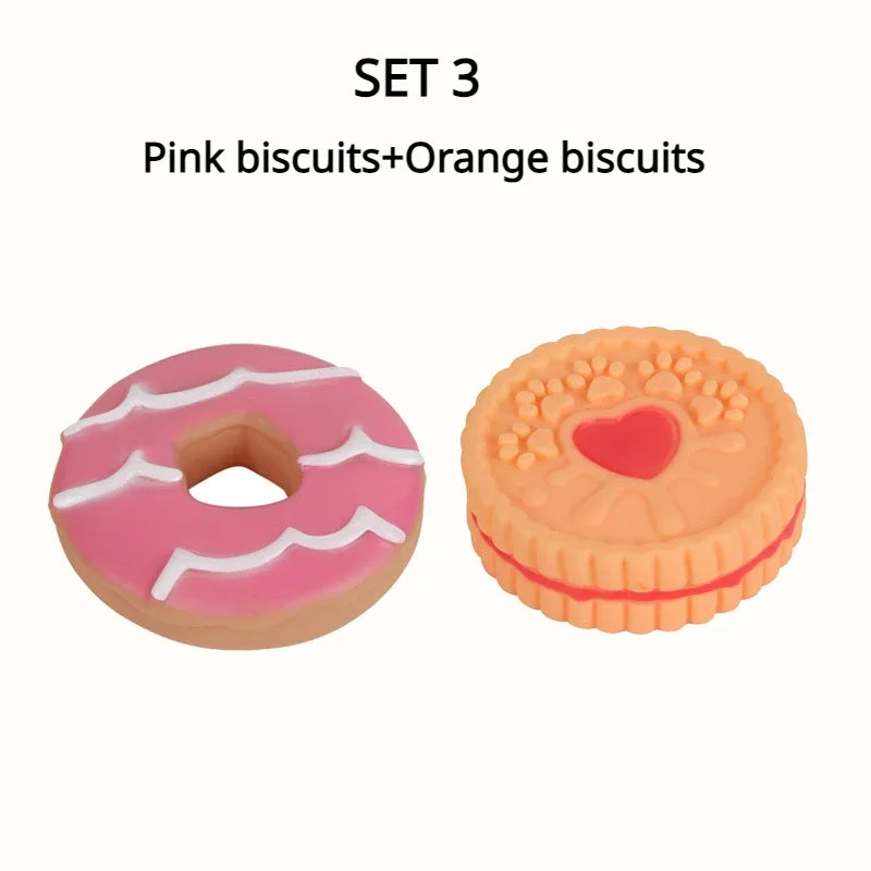 Interactive Latex Dog Chew Toy, Biscuit Cake Shape for Teeth Cleaning & Training - Bond Well Supplies
