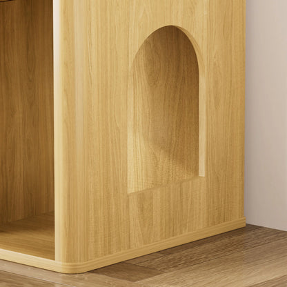 Multi-Functional Cat Litter Cabinet with Cat Tree, Hidden Litter Box Enclosure, Dual Doors & Storage Shelves for Home