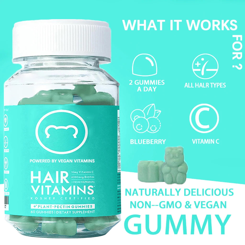 Vegan Beauty Gummies with Biotin and Collagen for Hair, Skin & Nail Support