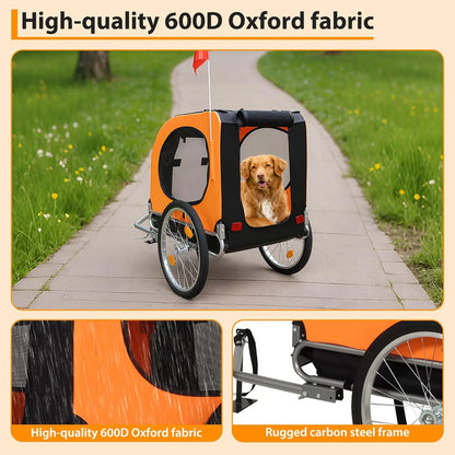 Large Dog Bike Trailer, 88 lb Capacity Foldable Pet Bicycle Carrier with Universal Coupler