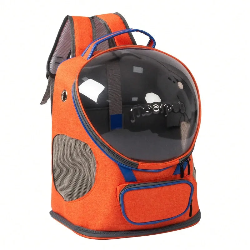 Portable Cat & Dog Backpack Carrier, Foldable Transparent Design with Zipper Closure