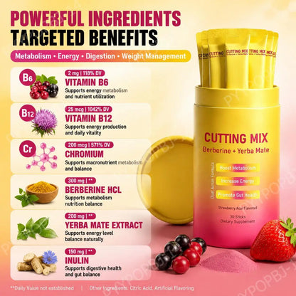Berberine HCl Powder Drink Mix with Yerba Mate, Chromium, B6 & B12, Daily Wellness Supplement - Bond Well Supplies