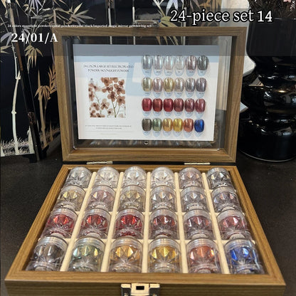 High-End Nail Art Set with 24 Mirror Powder Colors and Ultra-Fine Glitter Effects