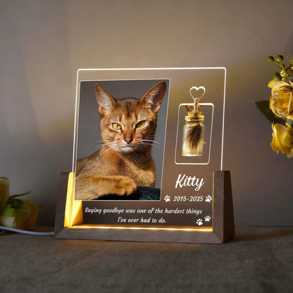 Personalized Pet Memorial Night Light with Custom Photo, LED Plaque Keepsake for Deceased Dogs & Cats