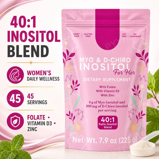 Women's Inositol Powder 40:1, Myo-Inositol & D-Chiro Inositol 4000mg with Folate, Zinc & Vitamin D3 - Bond Well Supplies