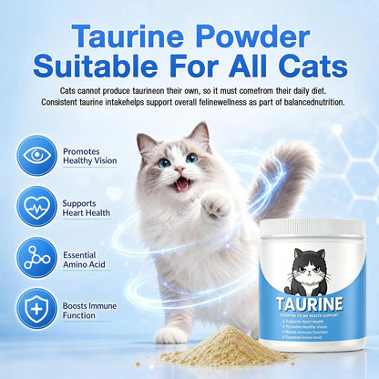 Cat Taurine Supplement Powder, Amino Acid Support for Heart & Vision Health, 100 Grams - Bond Well Supplies