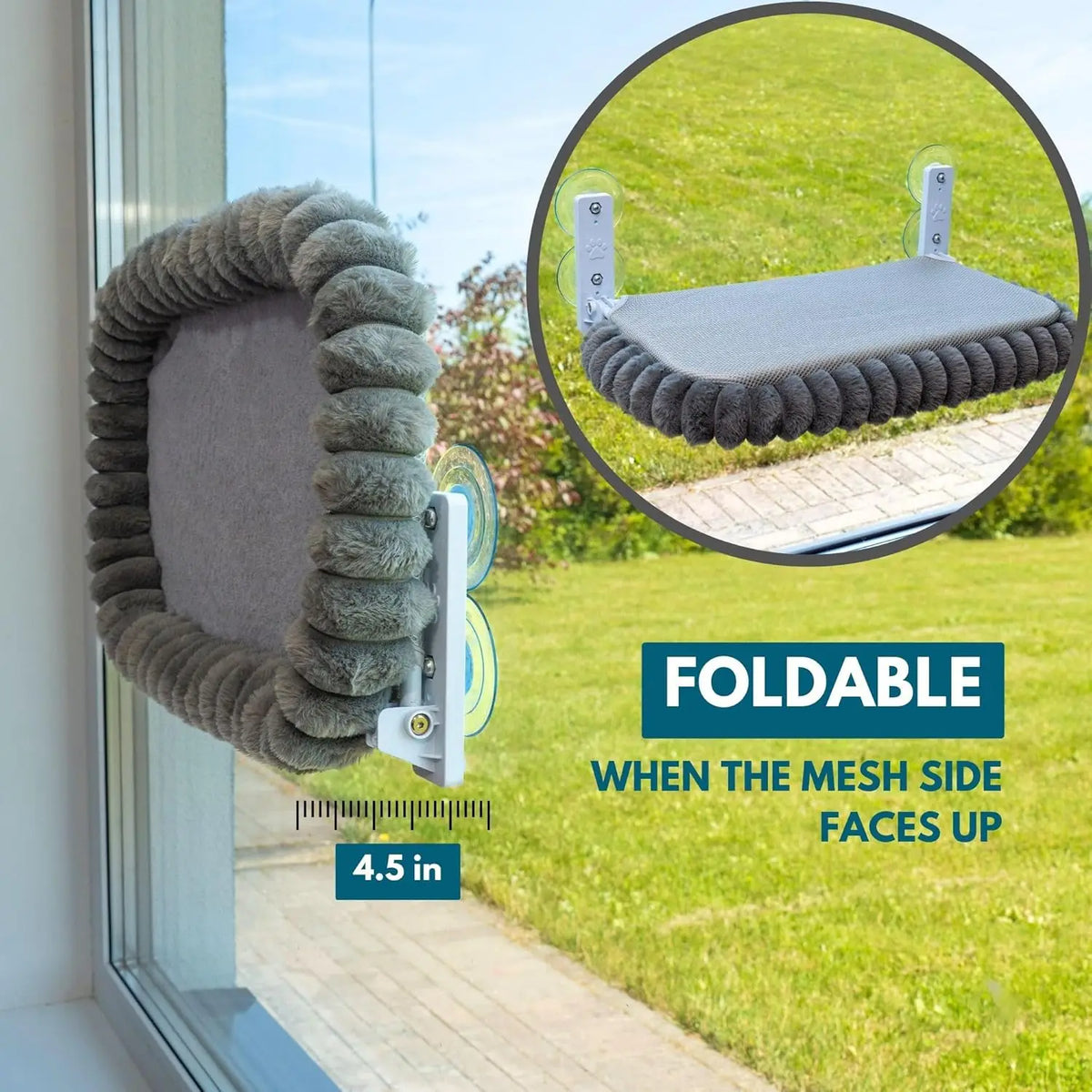 Winter Cat Window Hammock, Foldable Suction Cup Hanging Bed for Sunbathing & Resting - Bond Well Supplies