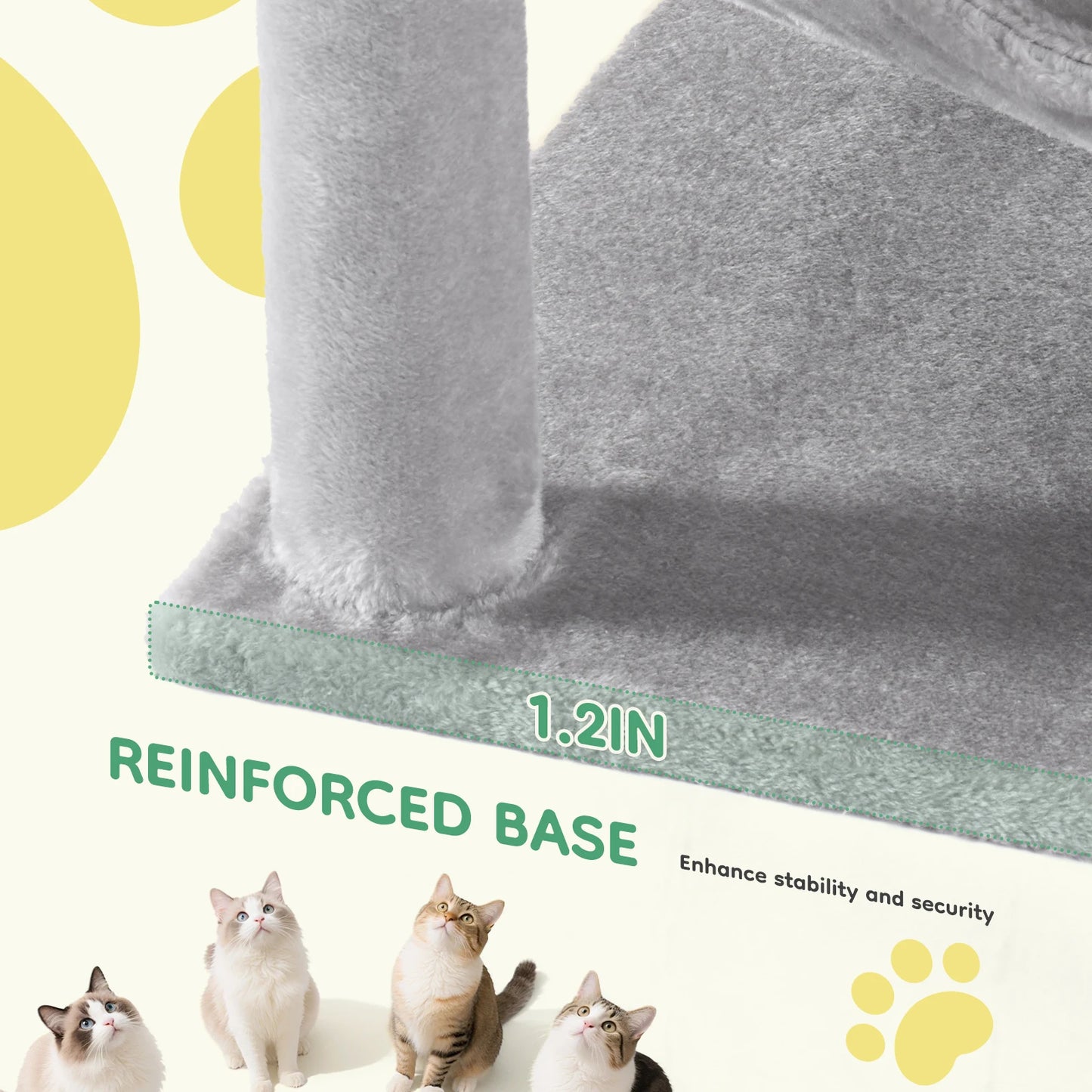 44-Inch Multi-Cat Climbing Tower, JHK Indoor Cat Tree with Natural Sisal Scratching Posts & Stable Cat House