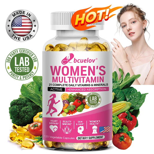 Women's Multivitamin Capsules, Daily Multimineral Supplement for Hair, Skin, Energy & Immune Wellness - Bond Well Supplies