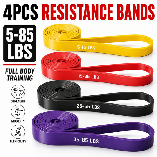 Heavy-Duty Resistance Bands Set, 4 Long Loop Exercise Bands for Pull-Ups, Fitness & Strength Training