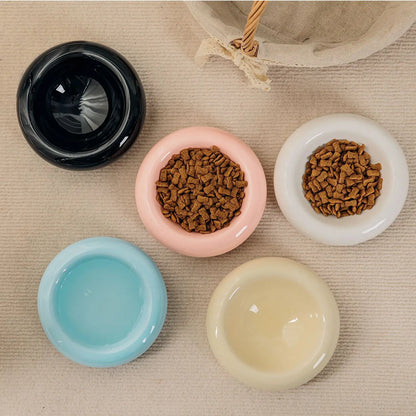 Anti-Tip Ceramic Cat Bowl, Donut-Shaped Food & Water Dish for Cute Home Pet Feeding - Bond Well Supplies