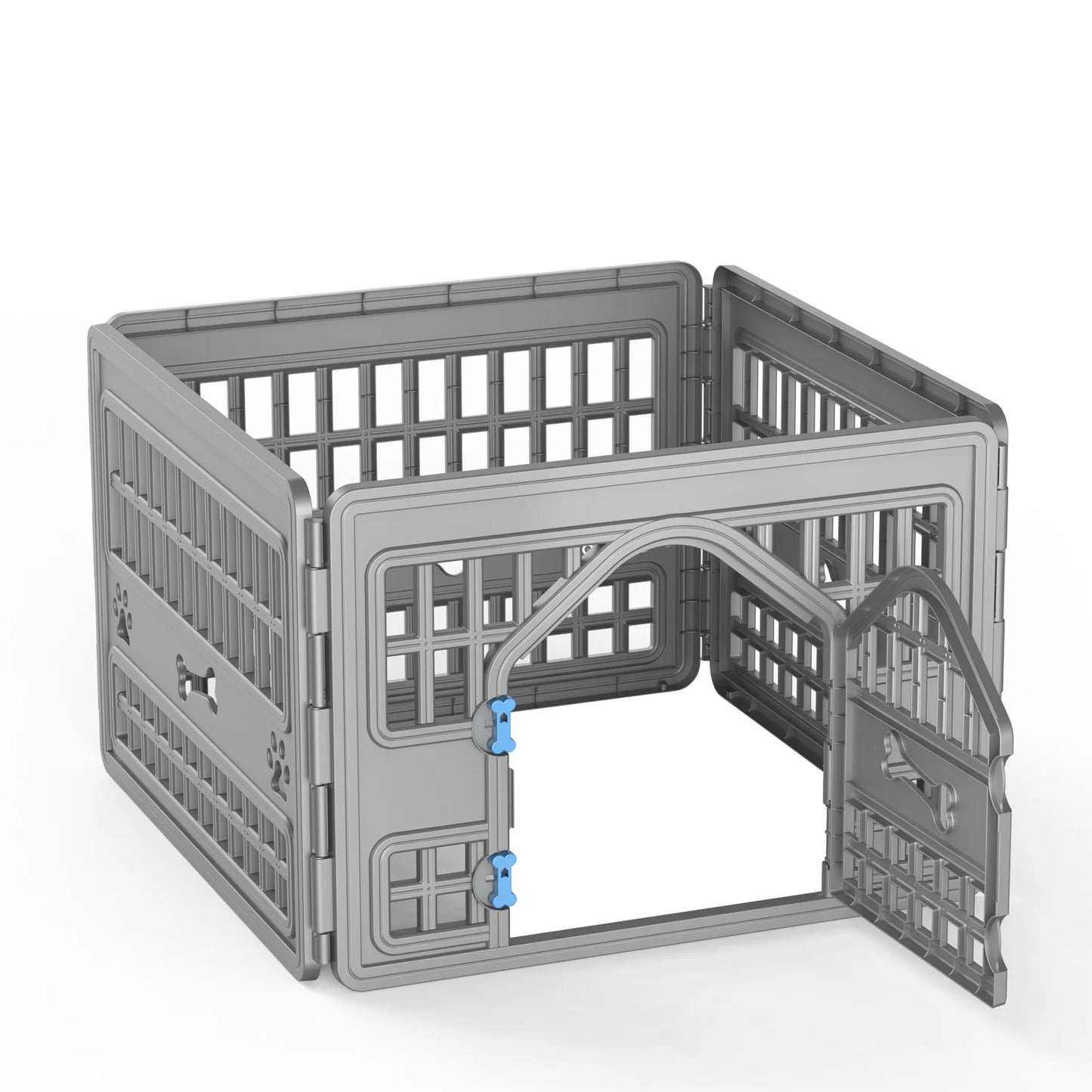 Foldable Plastic Dog Playpen, 4-Panel Pet Exercise Fence for Small & Medium Dogs, Indoor Outdoor