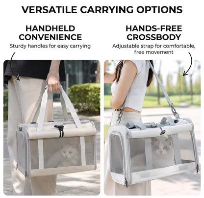 Large Foldable Pet Carrier Bag for Cats & Small Dogs, Breathable Soft-Sided Travel Tote with Top Window & Luggage Strap