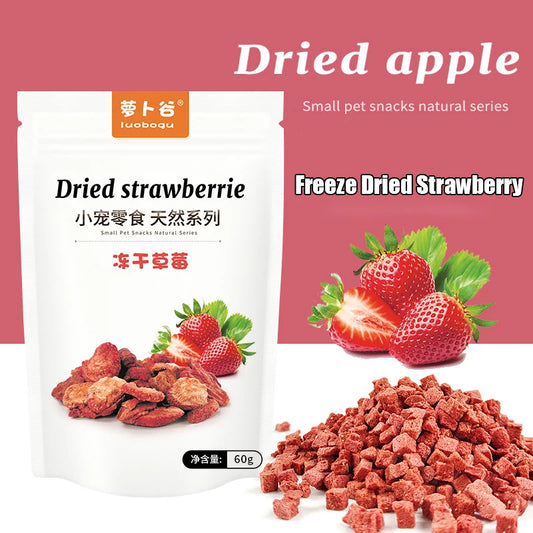 Freeze-Dried Strawberry Treats for Small Pets, 60g Snack for Rabbits, Guinea Pigs, Chinchillas & Hamsters - Bond Well Supplies