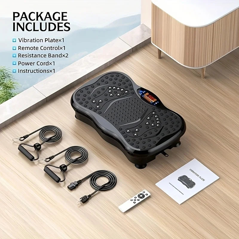 Vibration Exercise Machine with Resistance Bands, Compact Full-Body Workout Platform for Home Gym