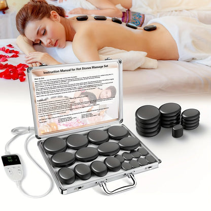 Professional Hot Stone Massage Kit with Temperature-Controlled Heater