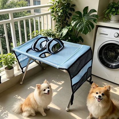 Portable Dog & Cat Grooming Table, Foldable Pet Bathing Stand with Fixed Leash & Anti-Slip Surface - Bond Well Supplies