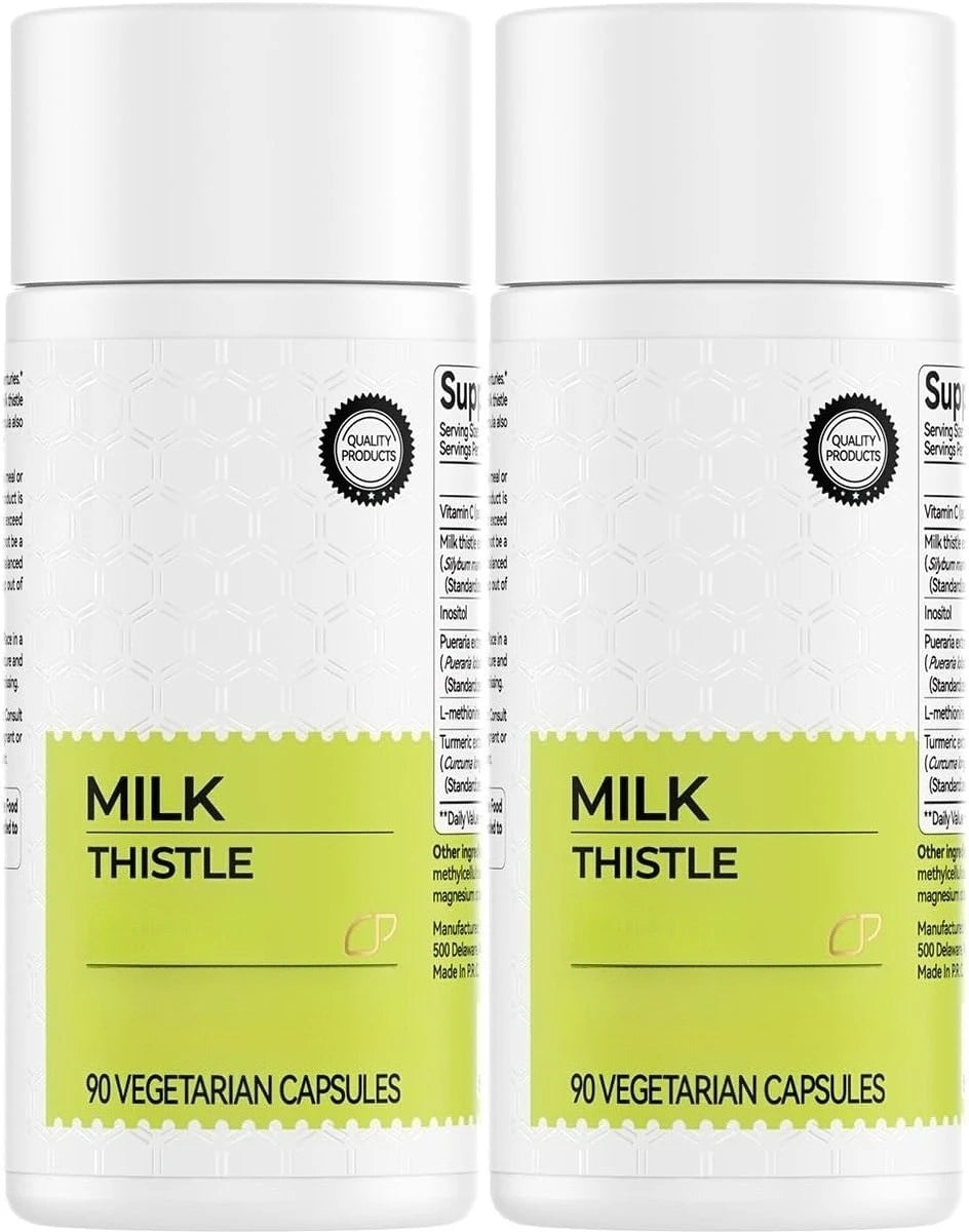 Milk Thistle Herbal Supplement 300mg with Vitamin C & Inositol, 90 Capsules, Non-GMO & Gluten-Free - Bond Well Supplies