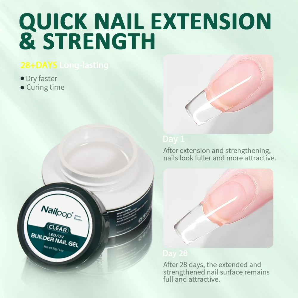 Professional Nailpop Builder Gel Set, 3-Color Pink, Nude & Clear Nail Gel for Manicure - Bond Well Supplies