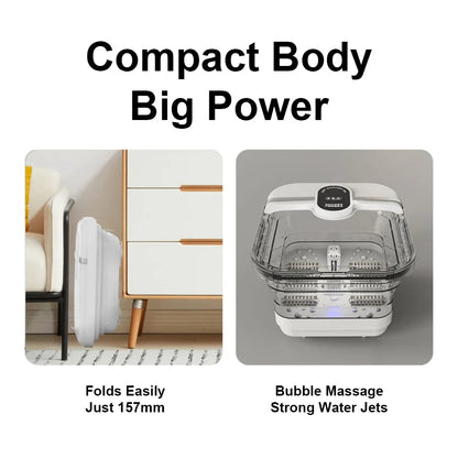Heated Electric Foot Bath, Automatic Foot Washing & Massage Basin with Constant Temperature, Foldable Foot Spa