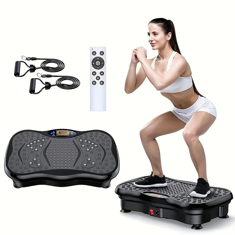 Vibration Exercise Machine with Resistance Bands, Compact Full-Body Workout Platform for Home Gym