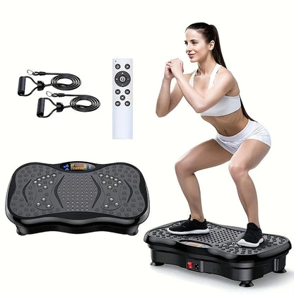 Vibration Exercise Machine with Resistance Bands, Compact Full-Body Workout Platform for Home Gym