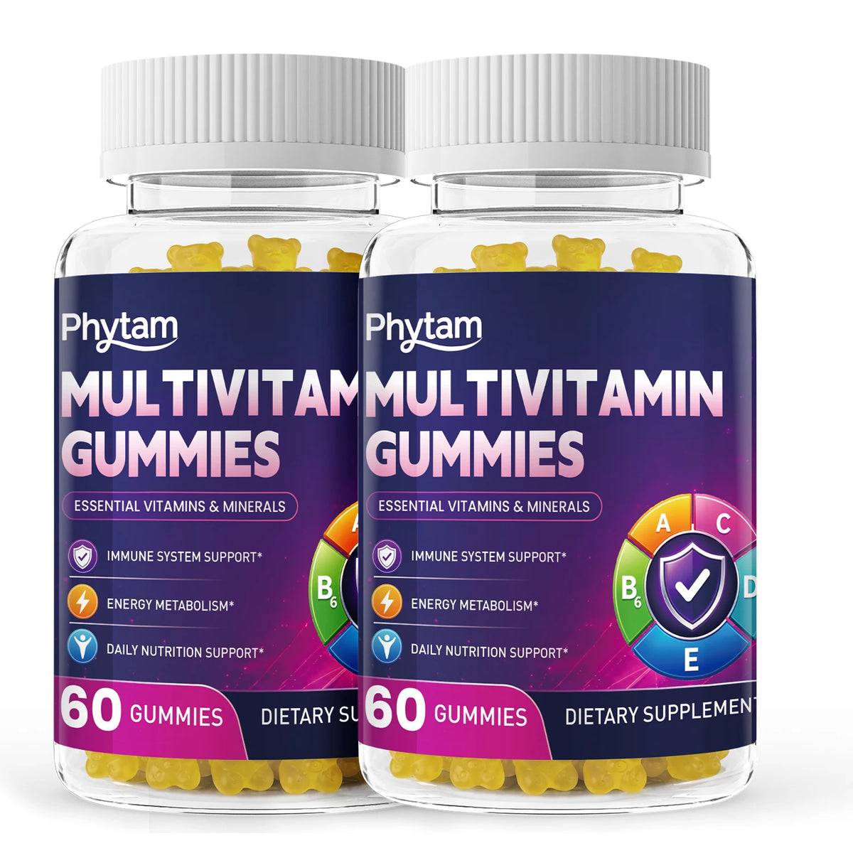 Adult Multivitamin Bear Gummies, 14-in-1 Vitamins & Minerals with Vitamin C, Zinc & B Vitamins, 60 Count - Bond Well Supplies