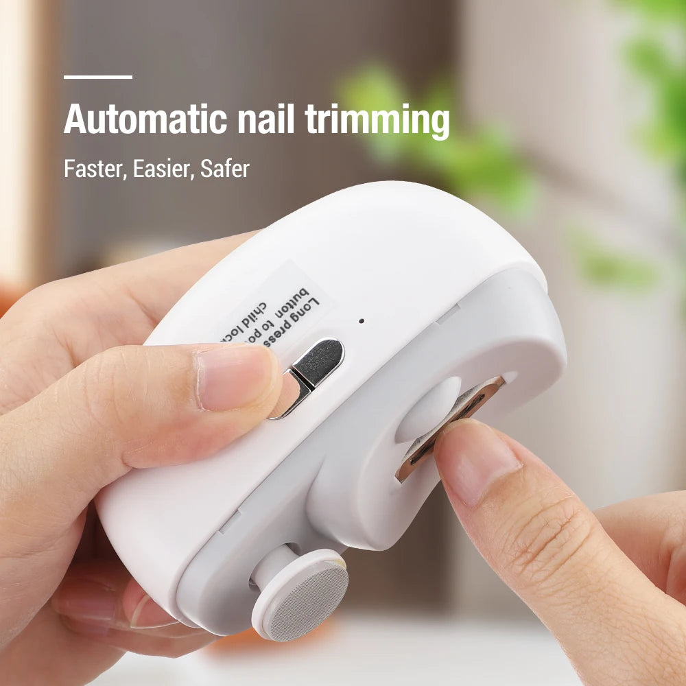 2-in-1 Electric Nail Trimmer for Baby and Adult, Anti-Splash Finger and Toe Nail Clipper
