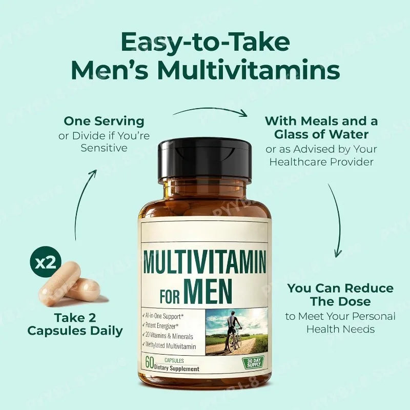Multivitamin for Men with Methylated Vitamins & Chelated Minerals, Daily Energy & Immune Support - Bond Well Supplies