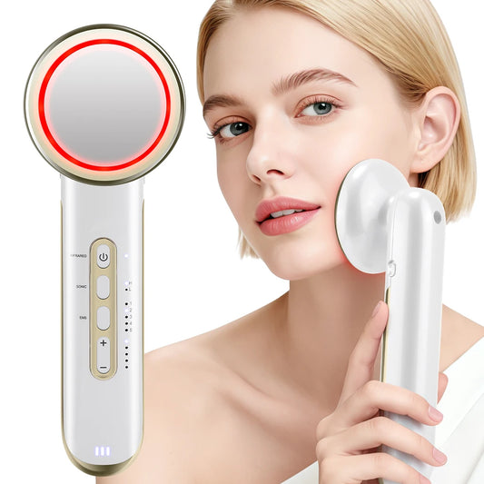 Rechargeable EMS Face Massager, Ultrasonic Infrared Skin Care Device with 5 Modes & Intensity Settings - Bond Well Supplies