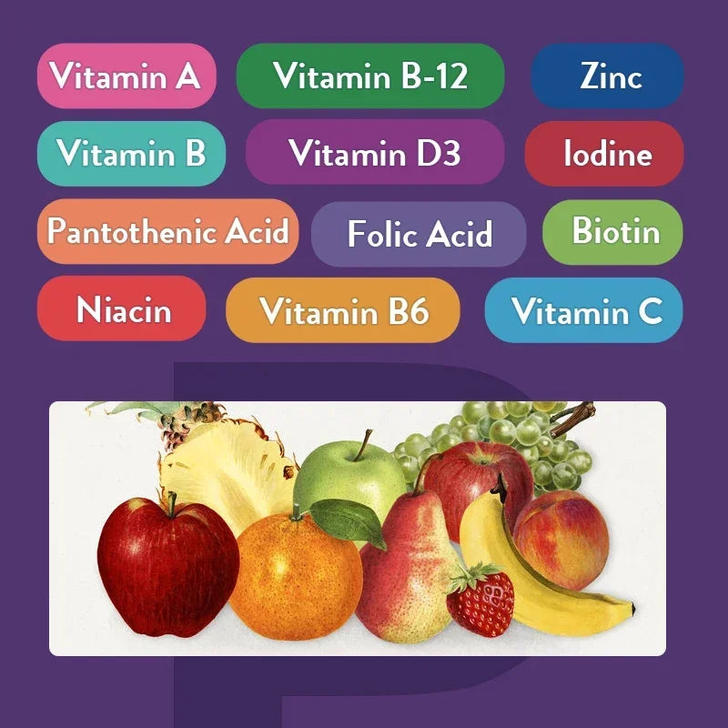 Multivitamin Dietary Gummies, Daily Energy, Skin, Hair & Nail Care with Immune Support - Bond Well Supplies